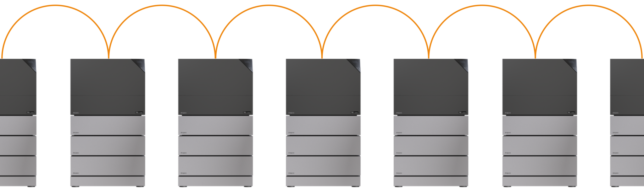 Mehrere Stromspeicher des Typs Ampere.StoragePro zusammen kaskadiert