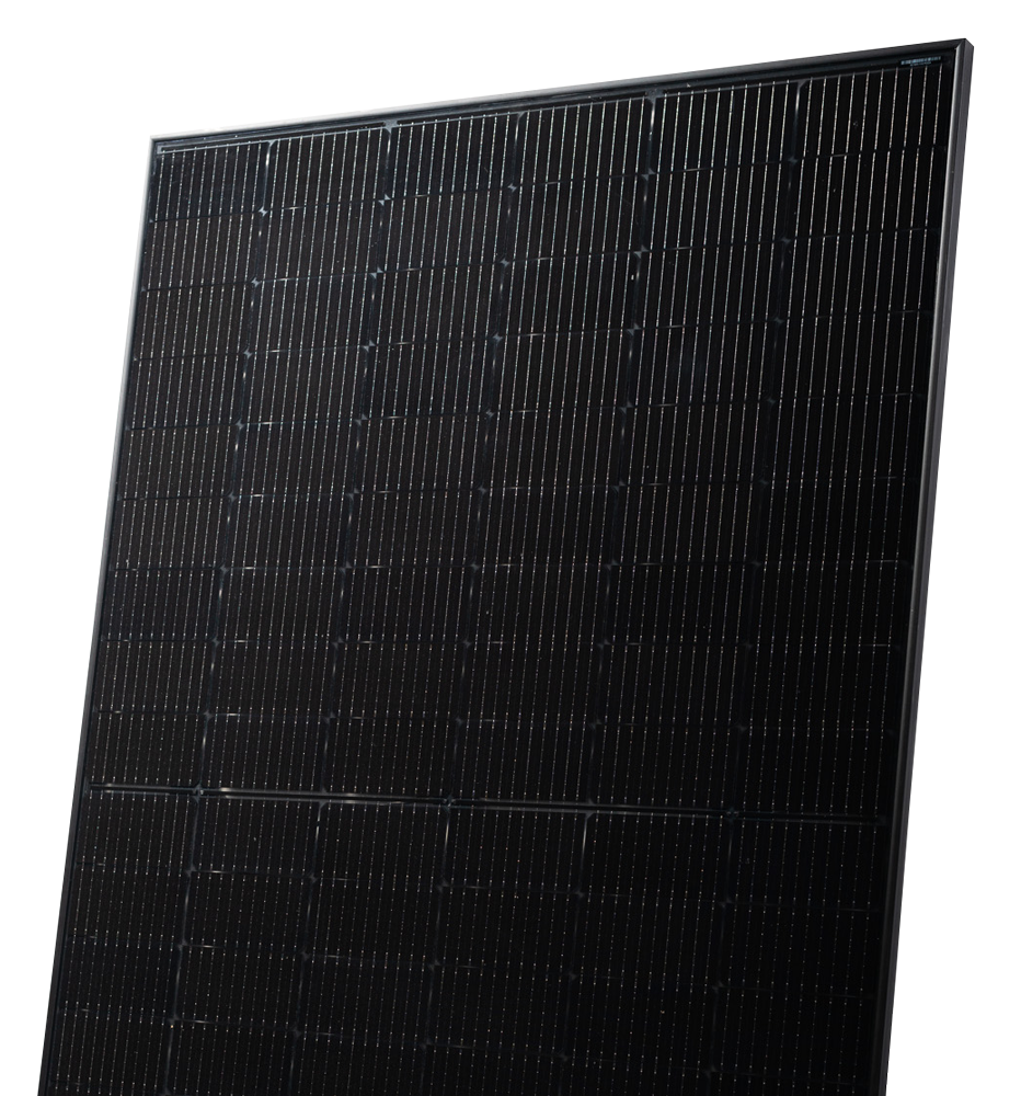 Solarmodul in schwarz leicht schräge Darstellung